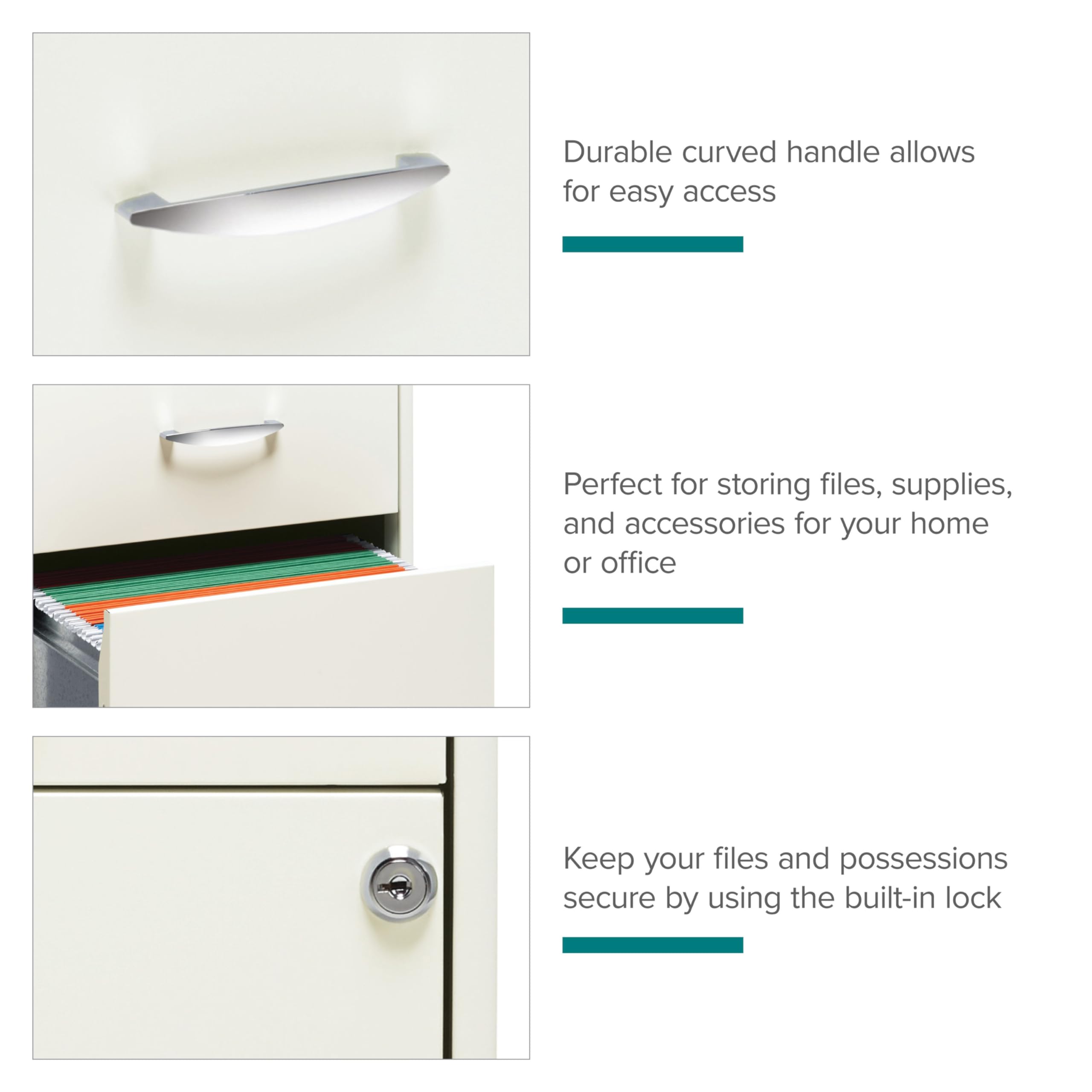 3 Drawer Steel File Cabinet with Lock - Letter Size