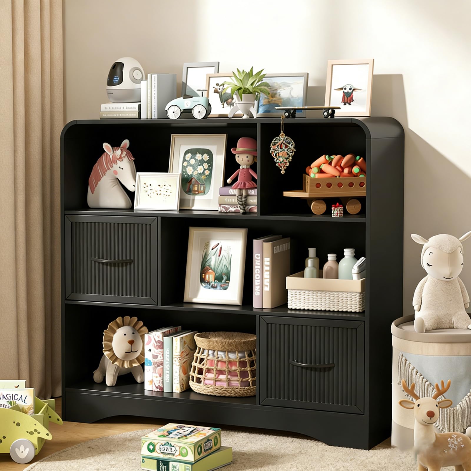 6 Cube Storage Organizer with 2 Fabric Bins