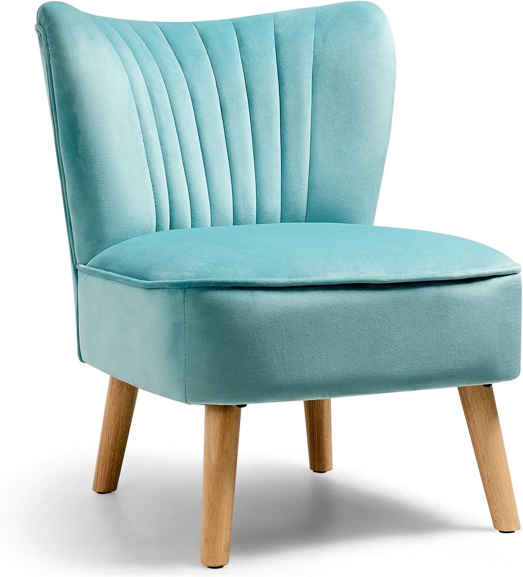 Pink Velvet Accent Chair with Wood Legs