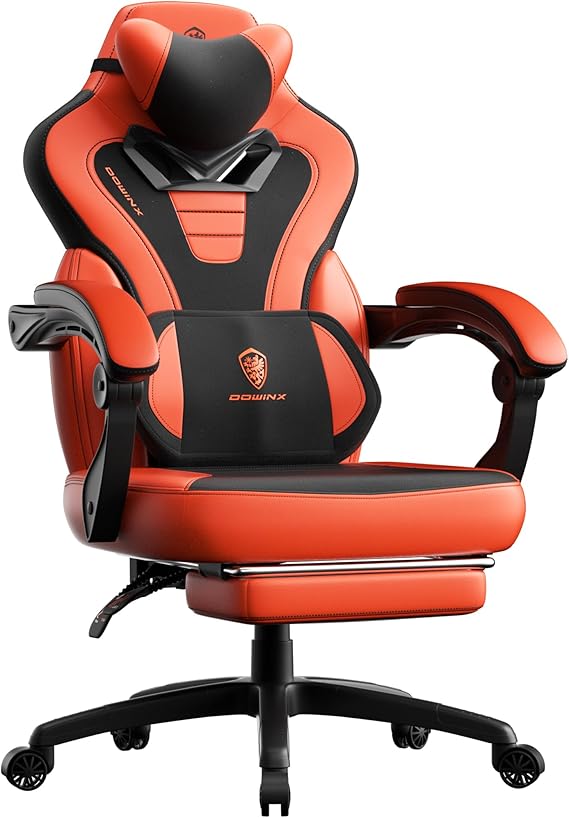 Gaming Chair with Footrest and Massage Support