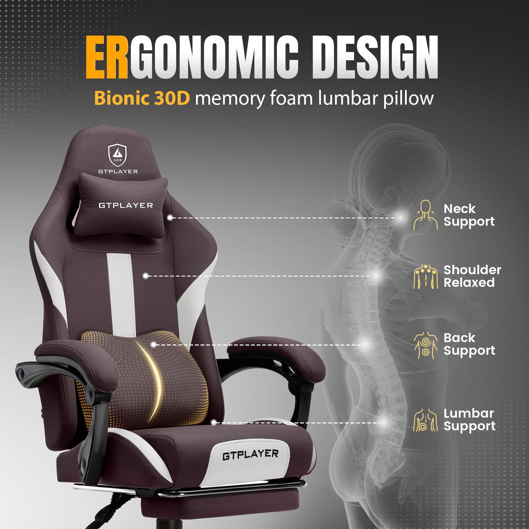 Ergonomic Gaming Chair with Footrest