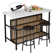 3 Piece Counter Height Bar Table Set with Storage