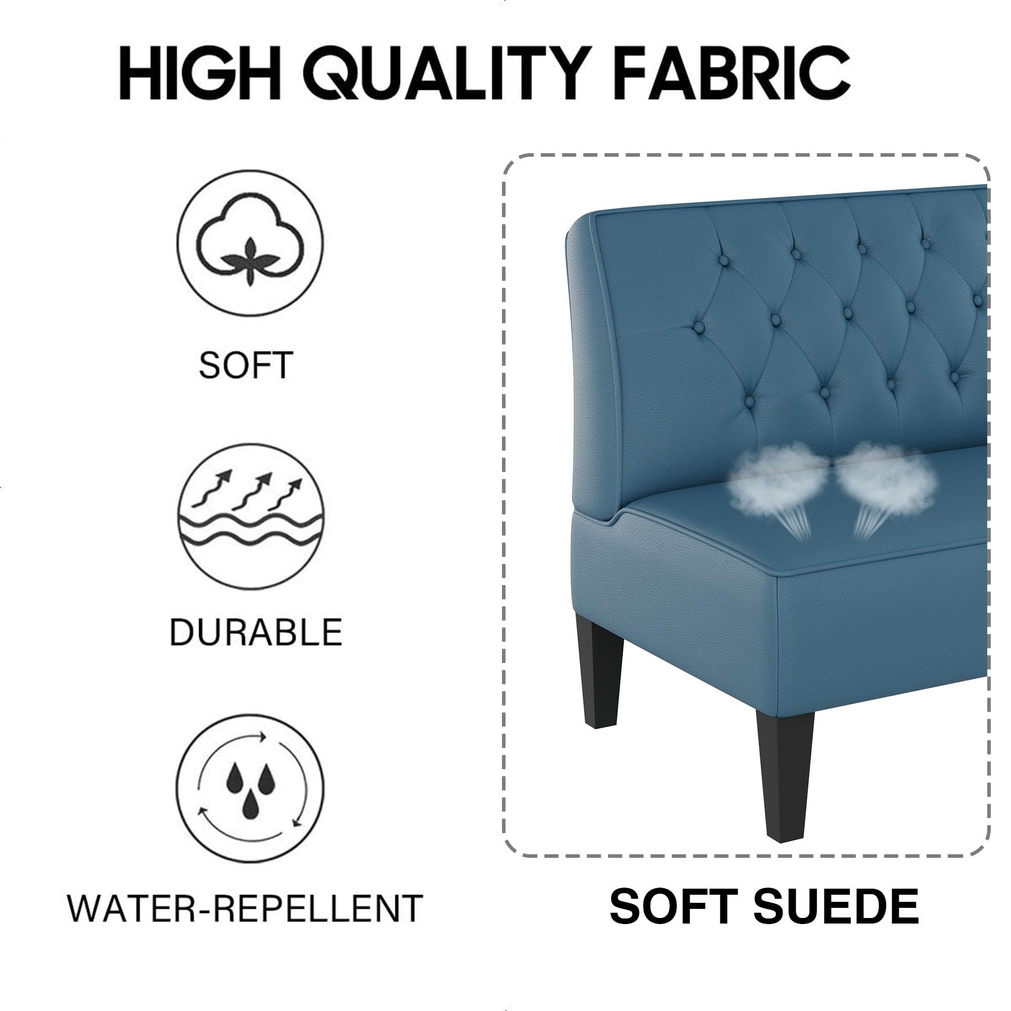 Blue Tufted Loveseat Settee