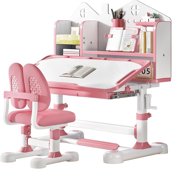 Height Adjustable Kids Desk and Chair Set