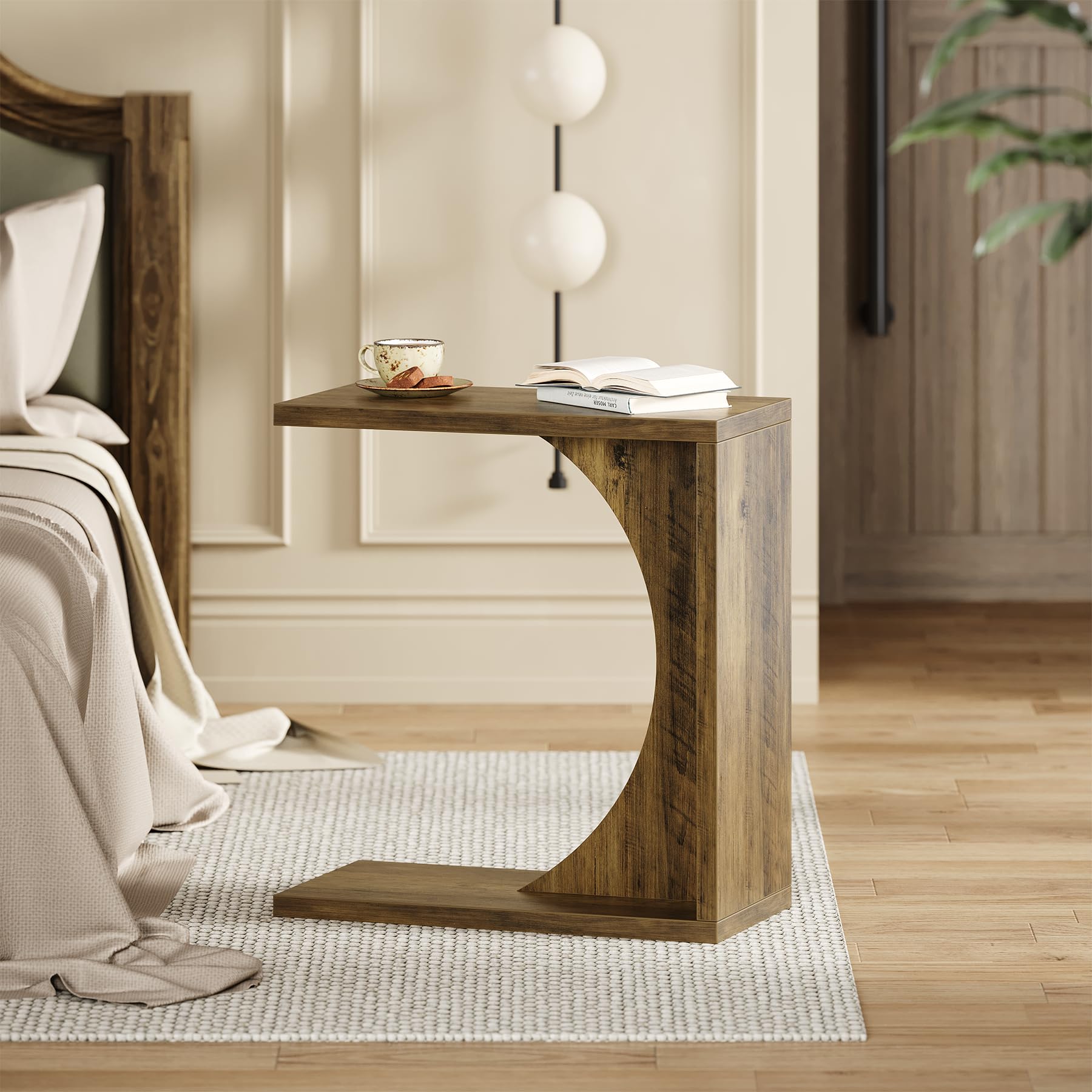 C-Shaped End Table for Sofa and Bedroom