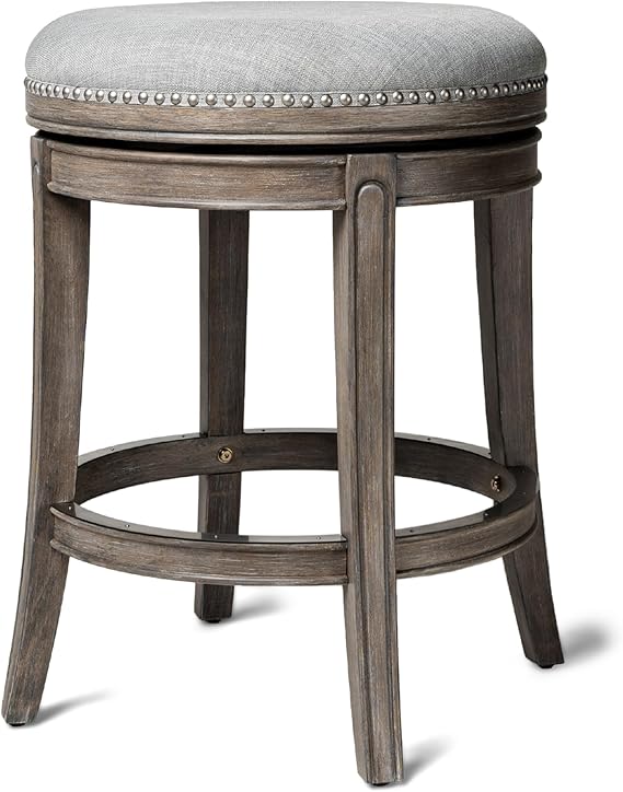 Alexander Backless Counter Stool with 180° Swivel and Footrest