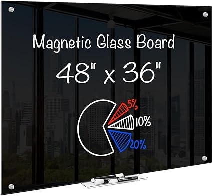 Magnetic Glass Dry Erase White Board 48" x 32"