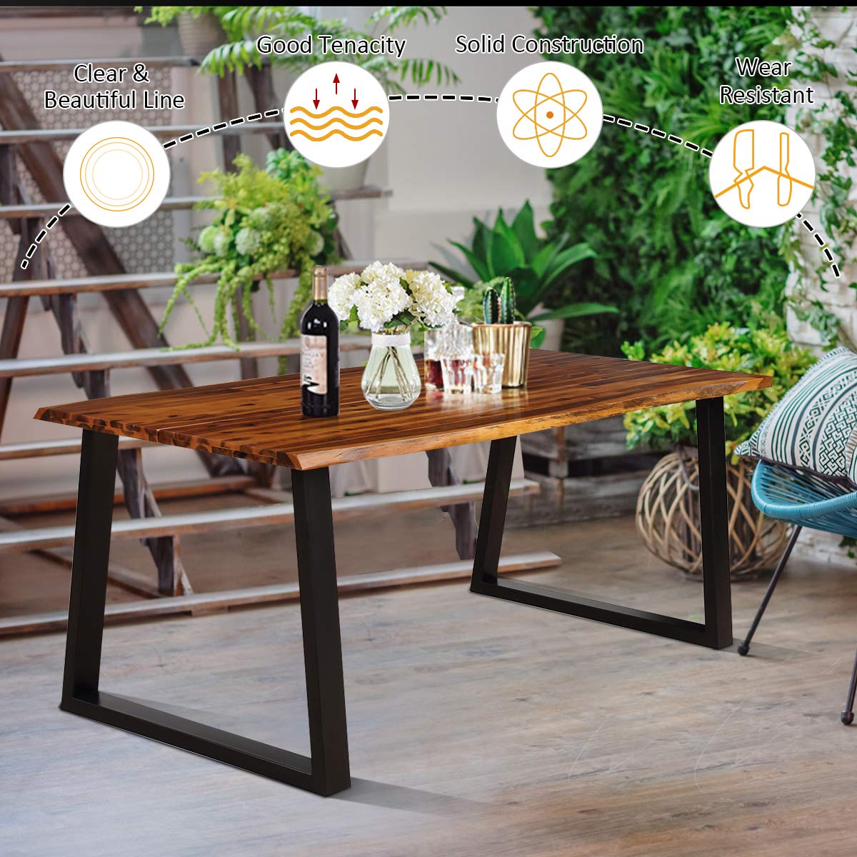 Rectangular Acacia Wood Outdoor Dining Table