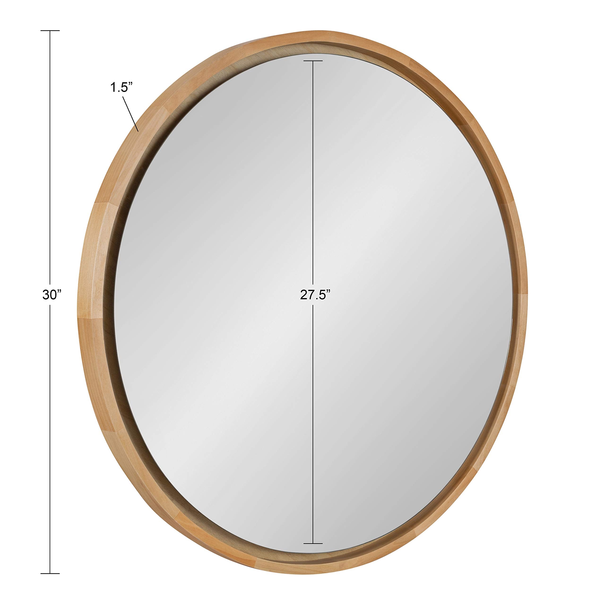 30-Inch Round Wood Framed Wall Mirror