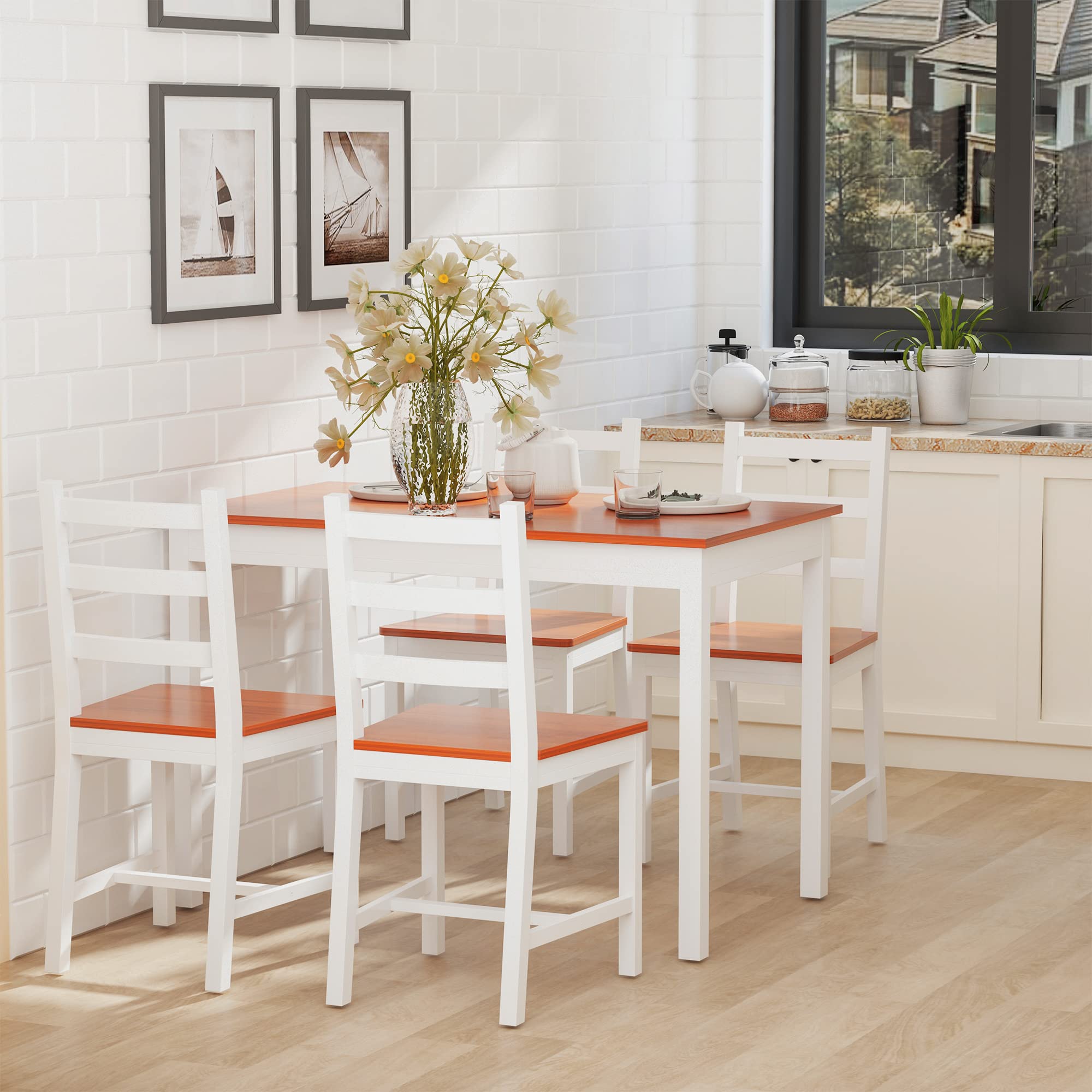 5 Piece Dining Table Set for 4 with Chairs