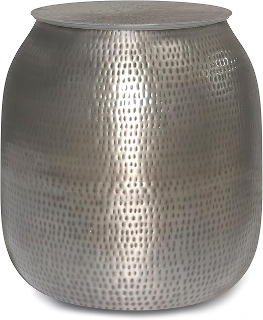 Metal Storage Accent Table - 19 Inch Round Drum Side Table