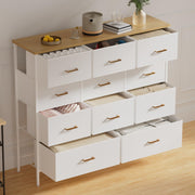 11-Drawer Wide Dresser with Fabric Storage