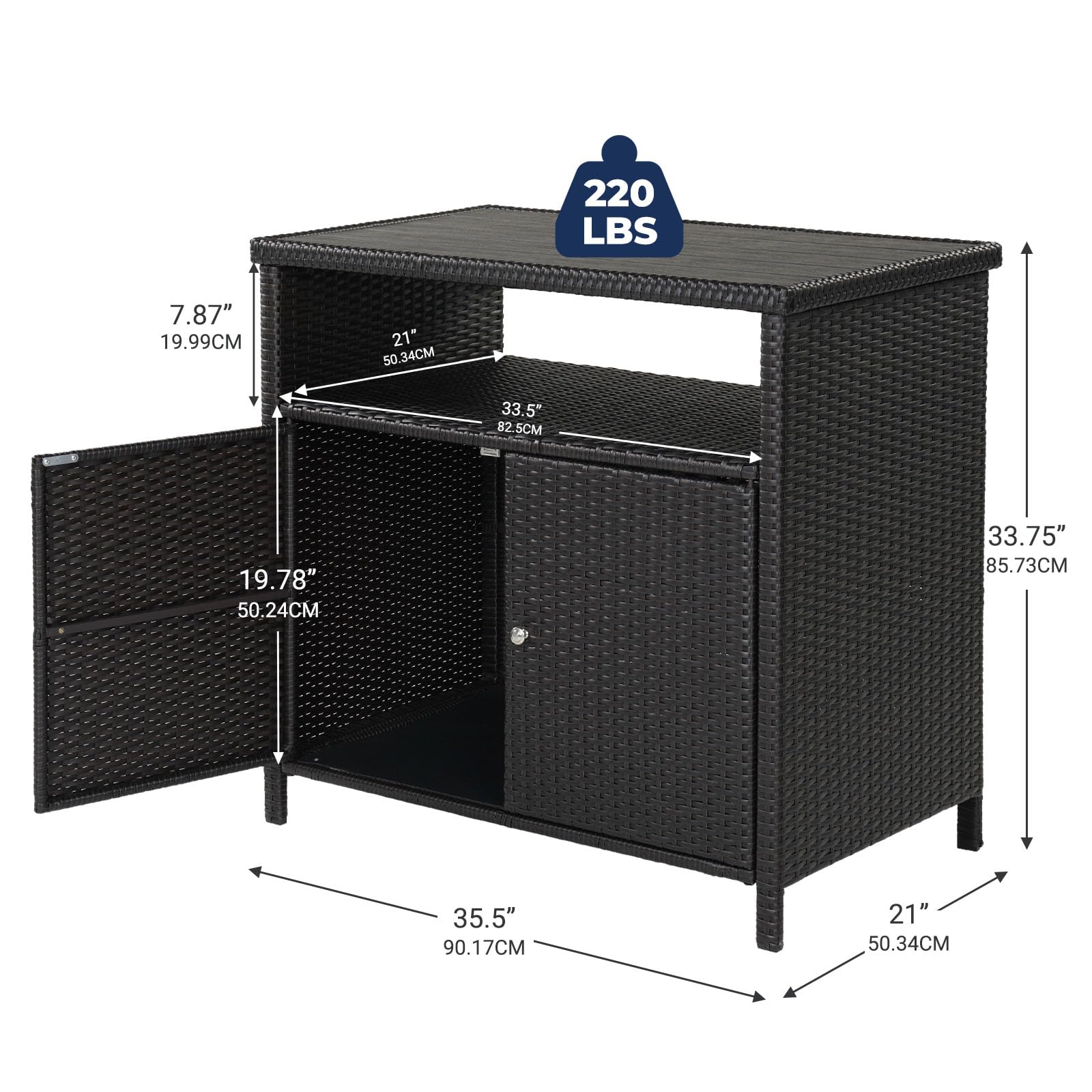 Wicker Storage Cabinet Outdoor Waterproof Buffet