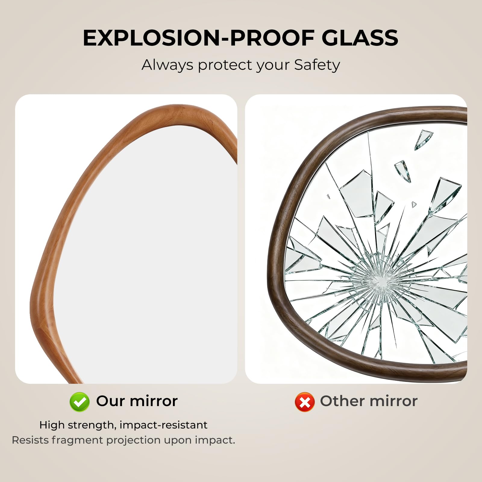 Asymmetrical Irregular Wall Mirror 29" x 23"