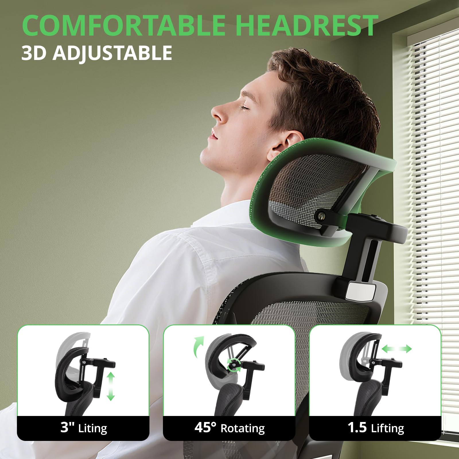 Ergonomic Mesh Office Chair with Footrest