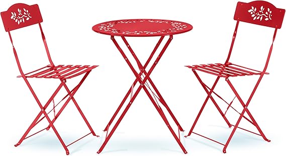 3-Piece Folding Bistro Set with Table and 2 Chairs