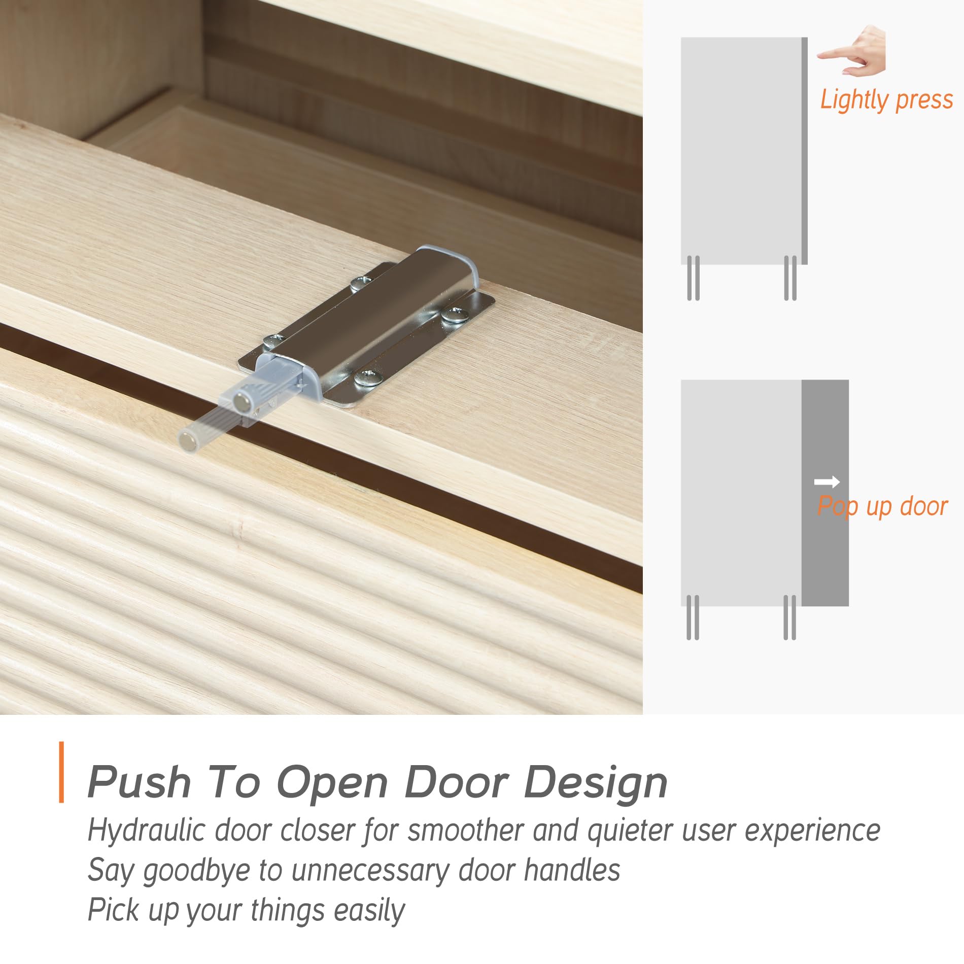 94.5" Fluted Buffet Sideboard Cabinet with Storage