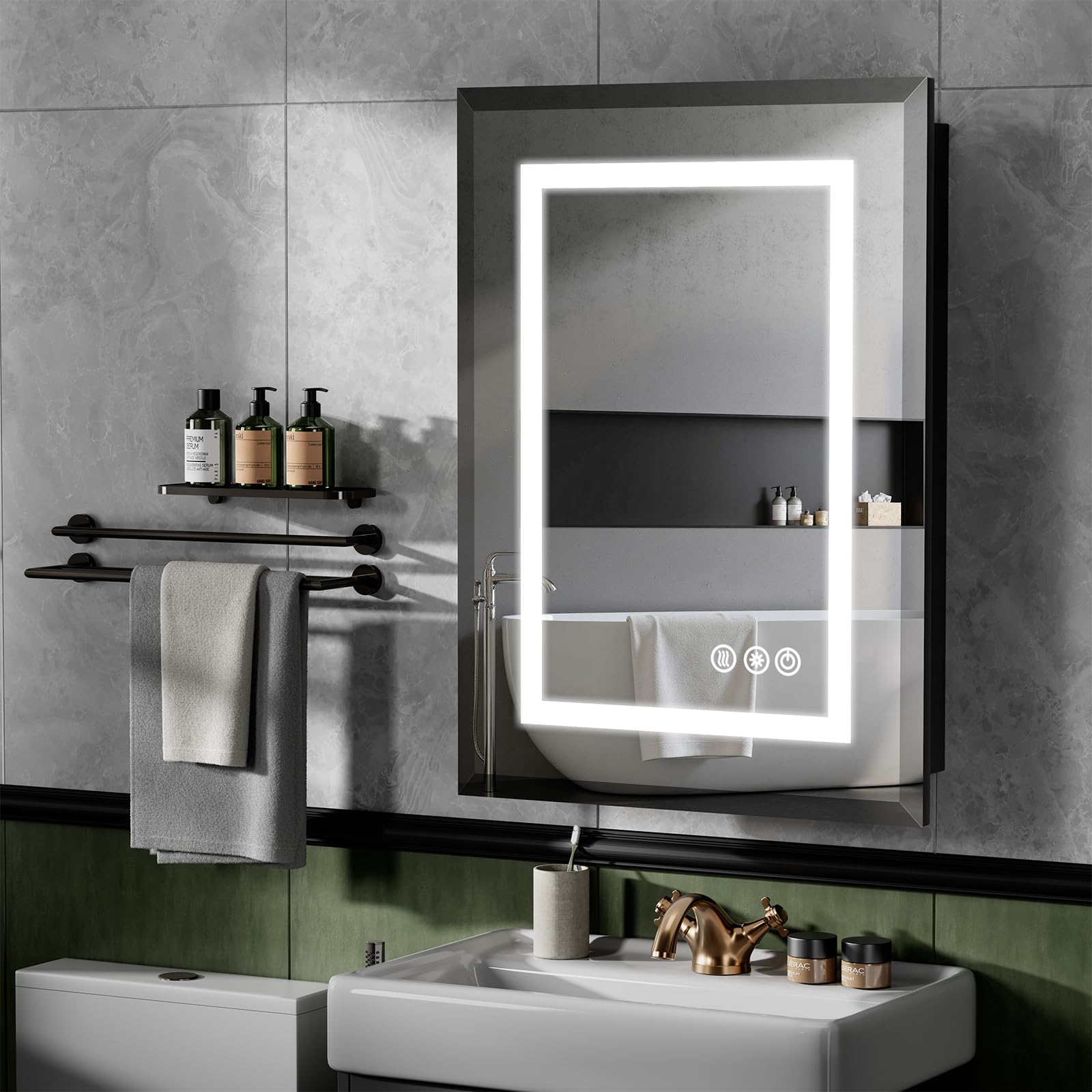 16x24 LED Lighted Bathroom Medicine Cabinet with Mirror