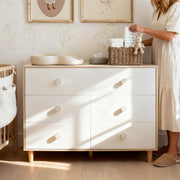 White Dresser 6 Drawer with Solid Wood Legs