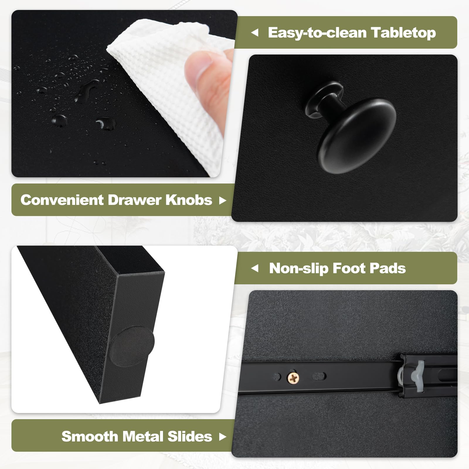 Black Desk with Drawers and Hutch