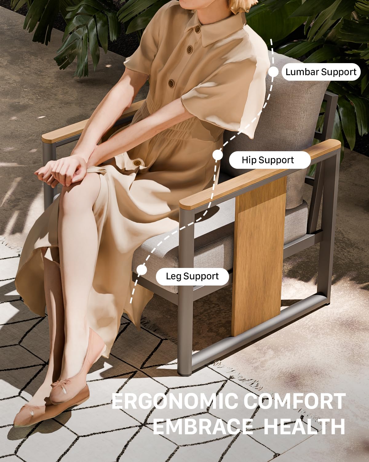 5-Piece Aluminum Outdoor Sectional Sofa Set with Coffee Table