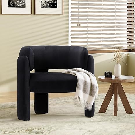 Modern Velvet Accent Chair Set of 2 with 3 Legs