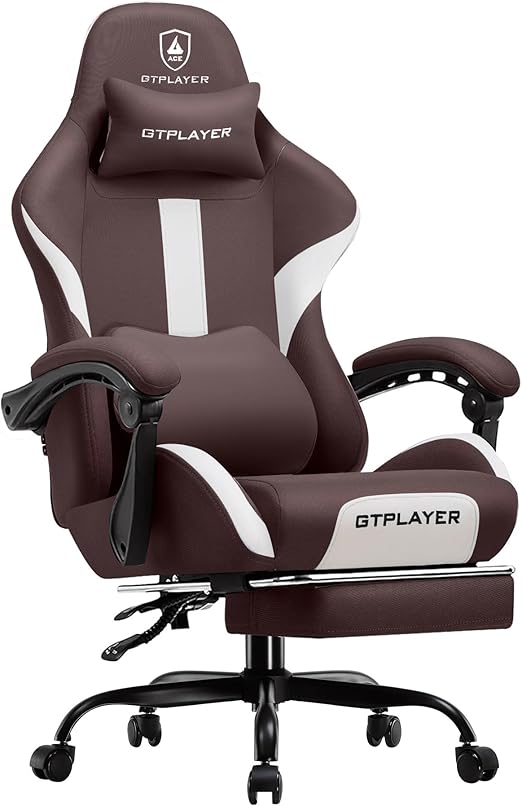 Ergonomic Gaming Chair with Pocket Spring Cushion and Footrest