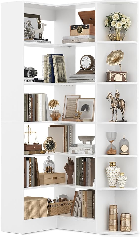 7-Tier Corner Bookshelf with Baffle