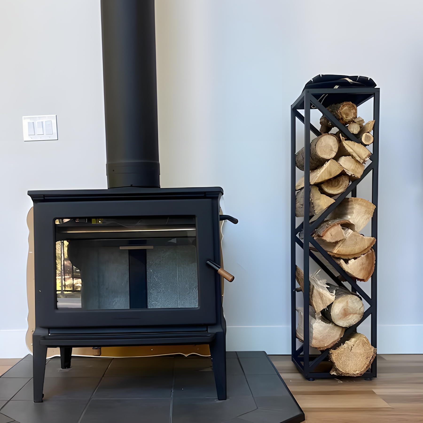 Indoor Firewood Rack with Adjustable Feet