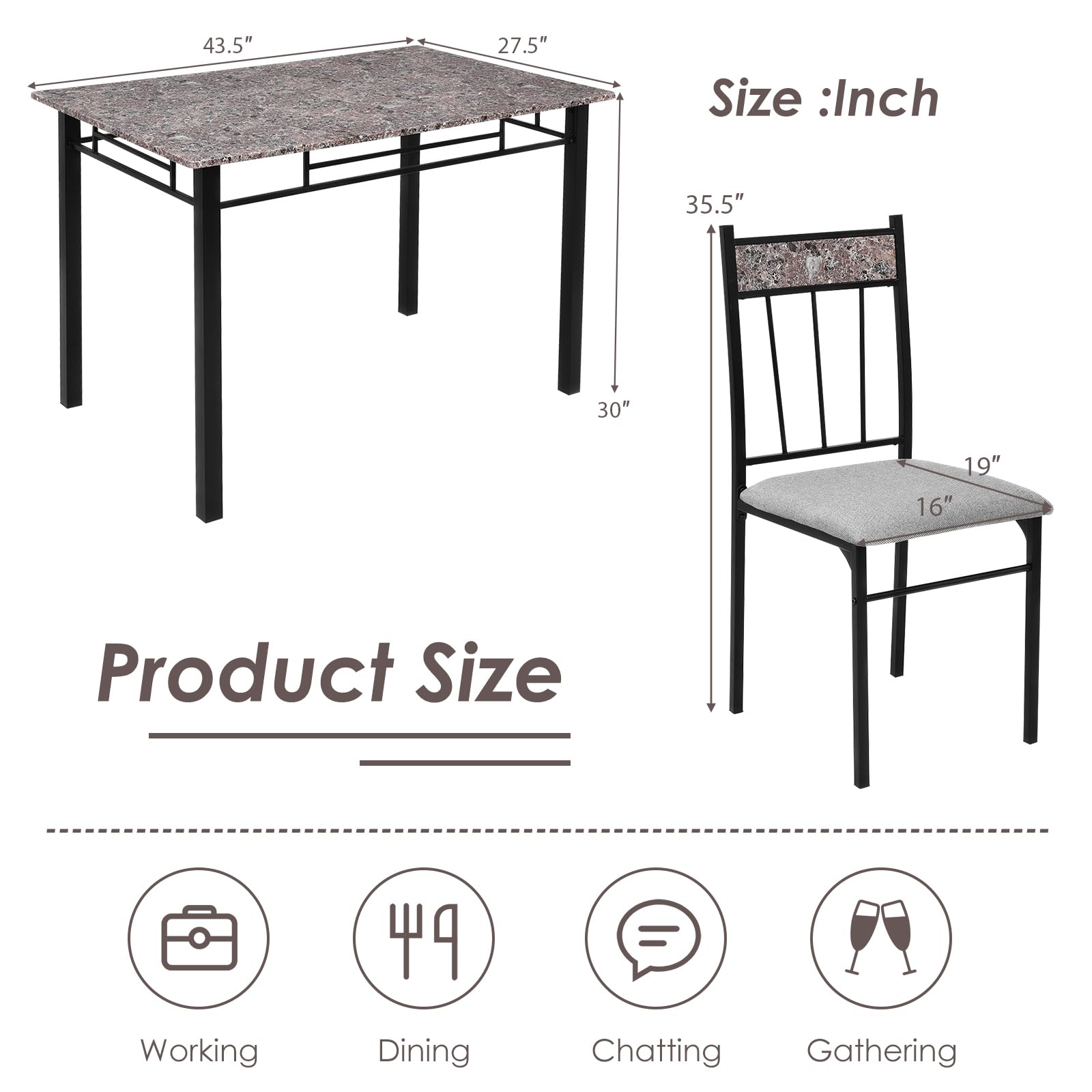 Faux Marble Dining Set for 4