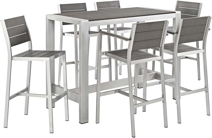 5-Piece Aluminum Outdoor Patio Pub Set with Bar Stools