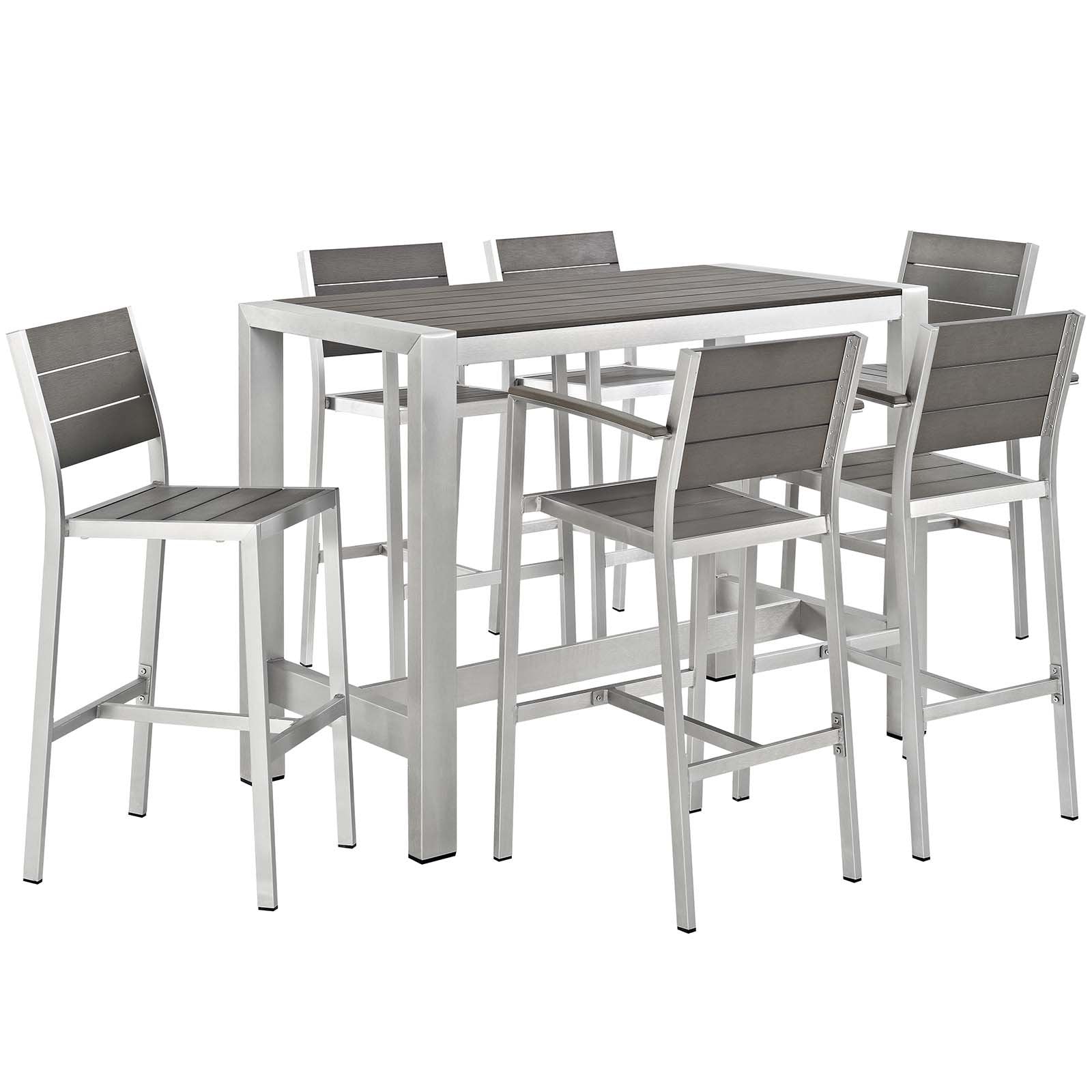 Aluminum Outdoor Patio Pub Bistro Set with Bar Stools