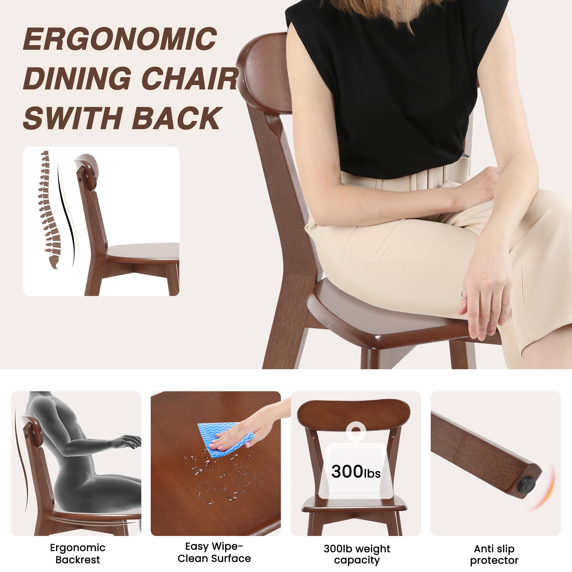 Farmhouse Solid Wood Dining Chairs Set of 4