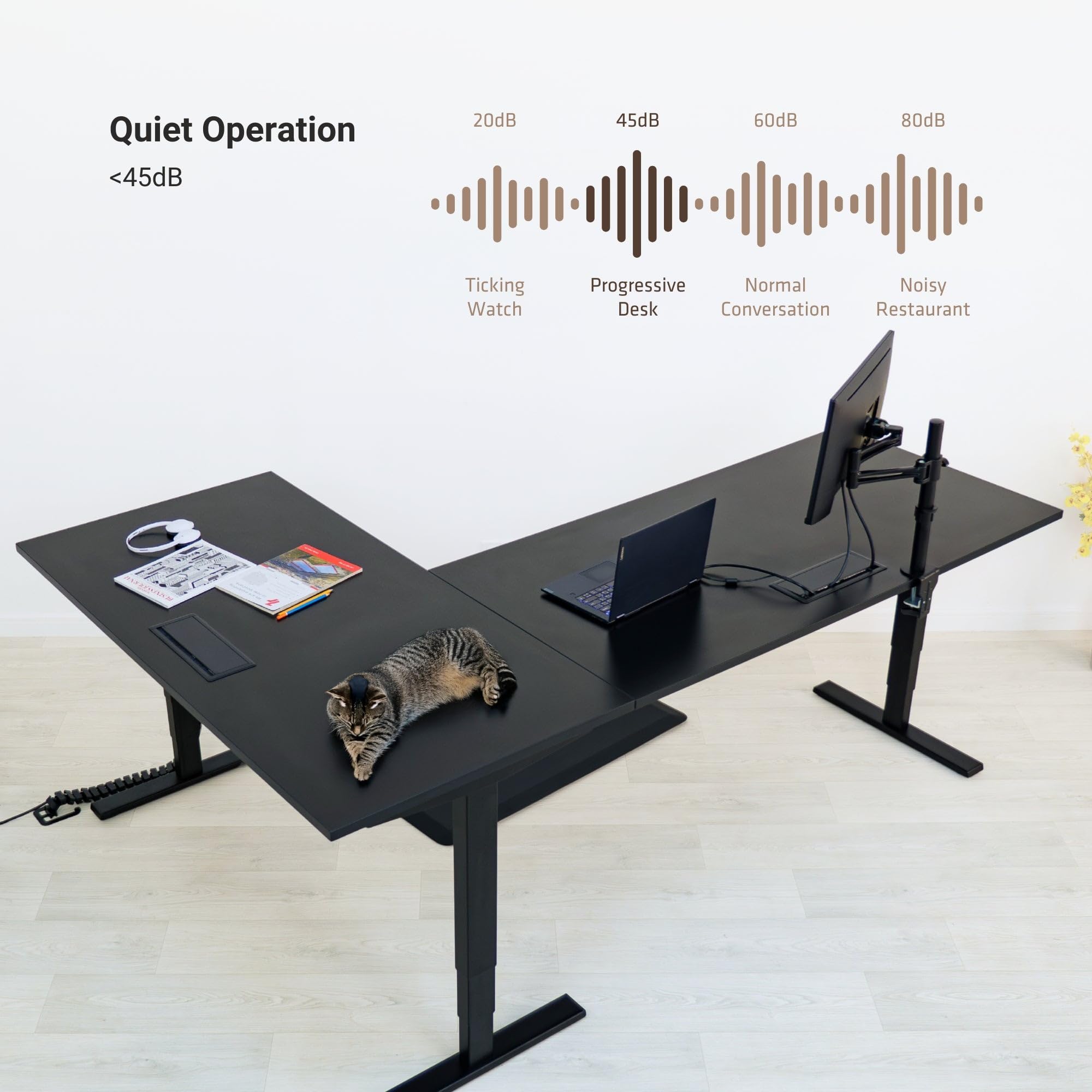 L-Shaped Electric Standing Desk with Triple Motor