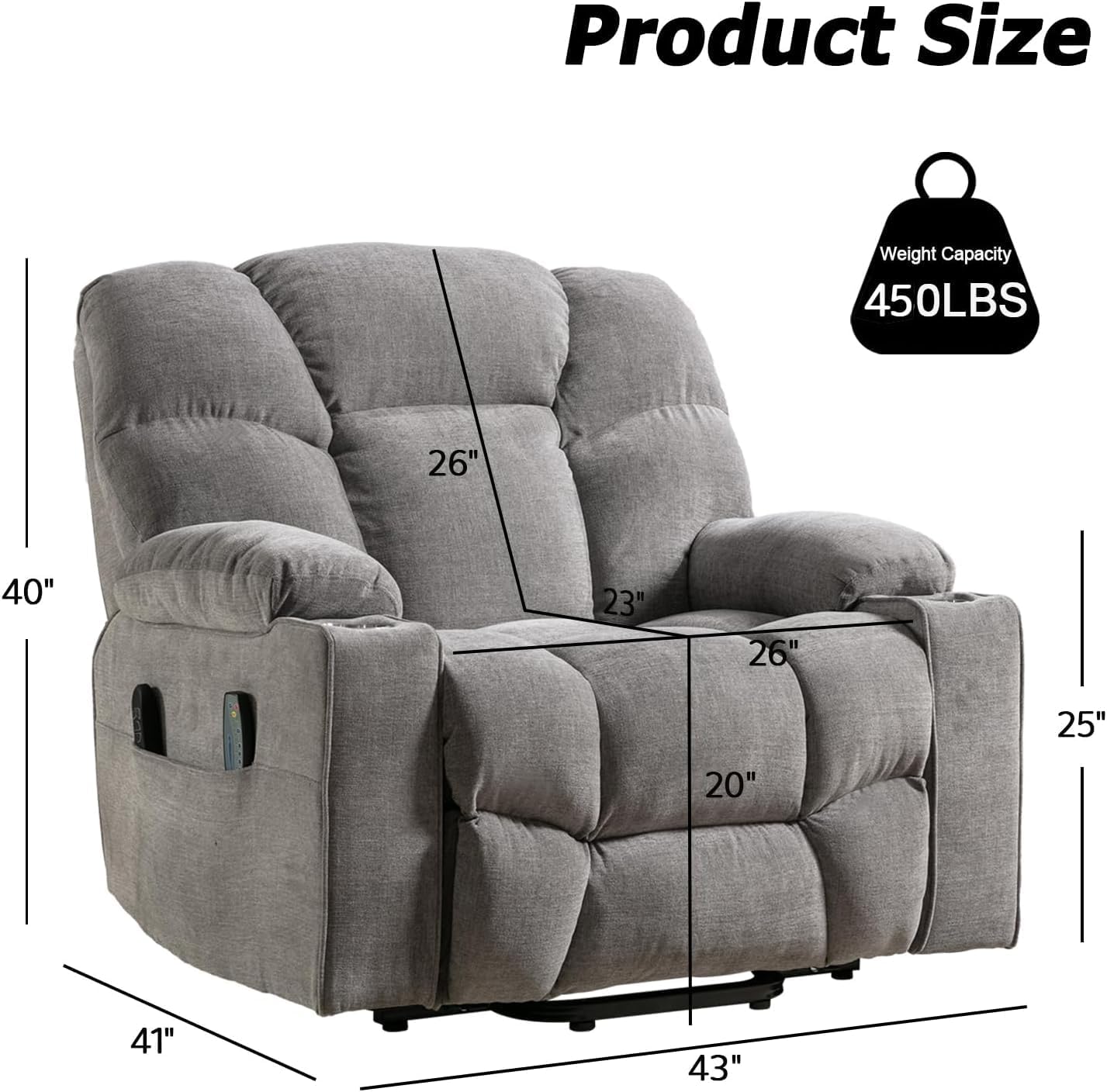 Dual Motor Power Lift Recliner Chair with Massage and Heat