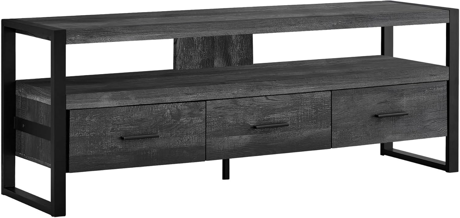 60" Industrial TV Stand with Metal Frame and Drawers