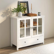 Modern White Buffet Cabinet with Glass Doors
