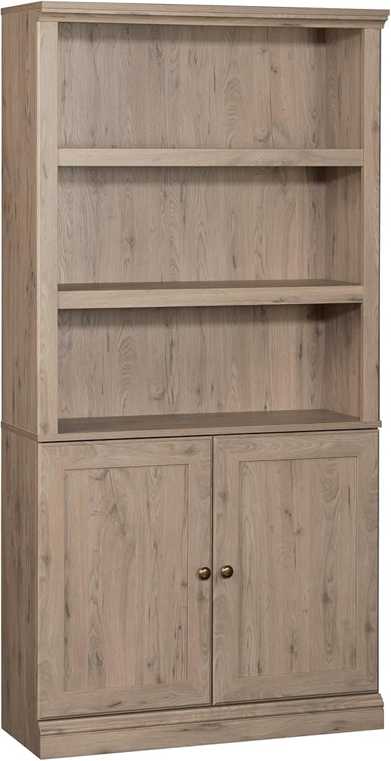 5-Shelf Storage Bookcase with Doors - Chalked Chestnut