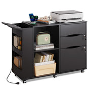 Mobile Filing Cabinet with Lock and Charging Station
