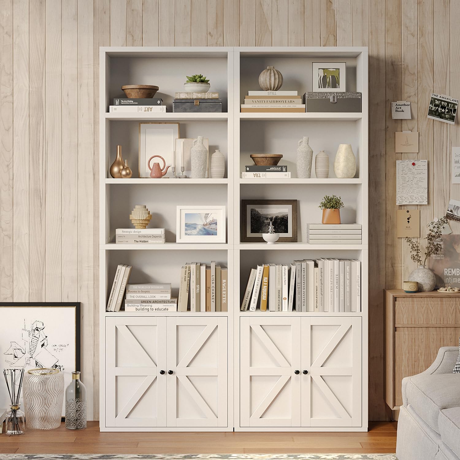 6-Tier Bookshelf with Cabinet Doors