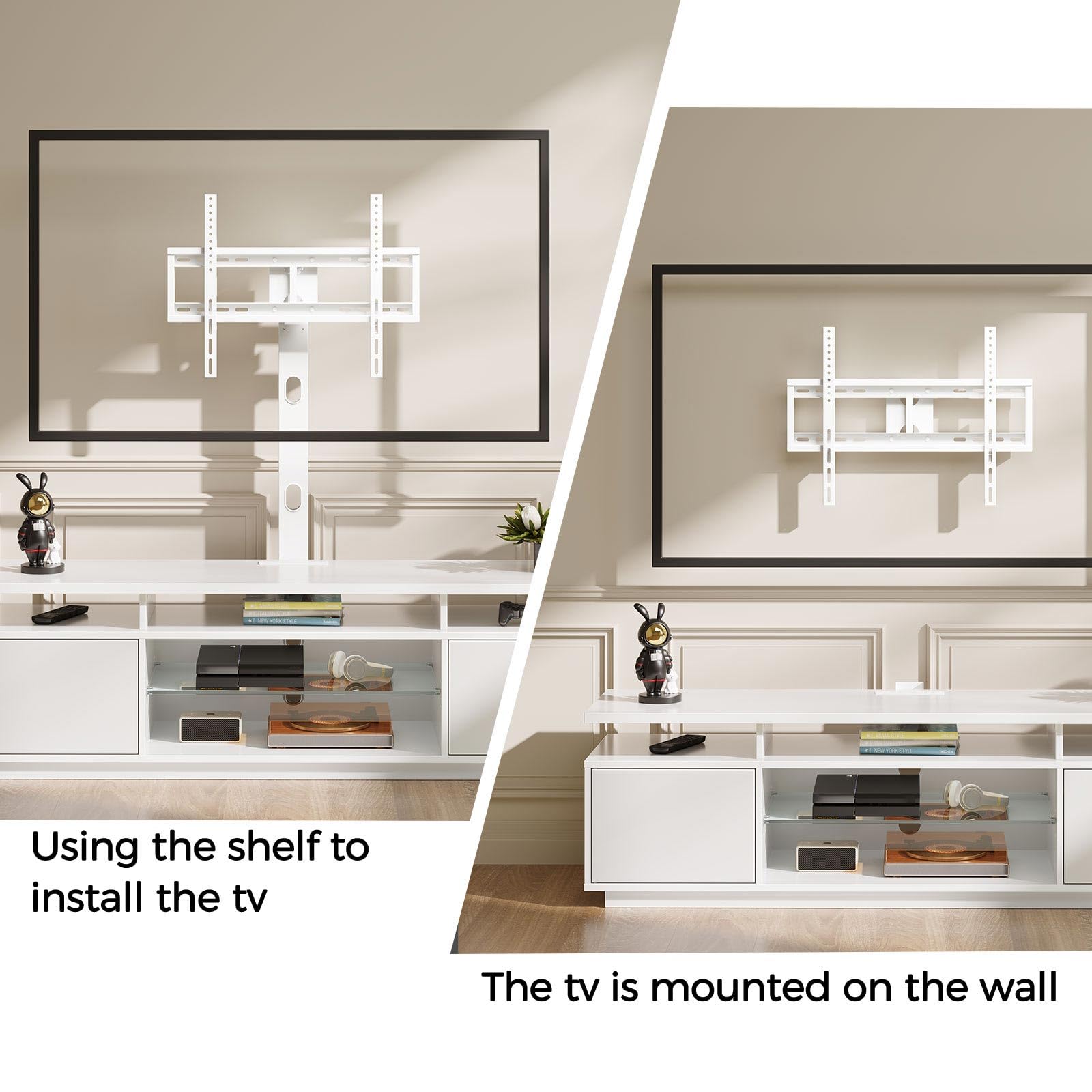 TV Stand with Mount and Power Outlet 59.1" - Swivel Height Adjustable Entertainment Center
