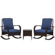3 Piece Wicker Patio Furniture Set with Rocking Chairs