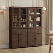 Tall Kitchen Pantry Cabinet with Glass Doors