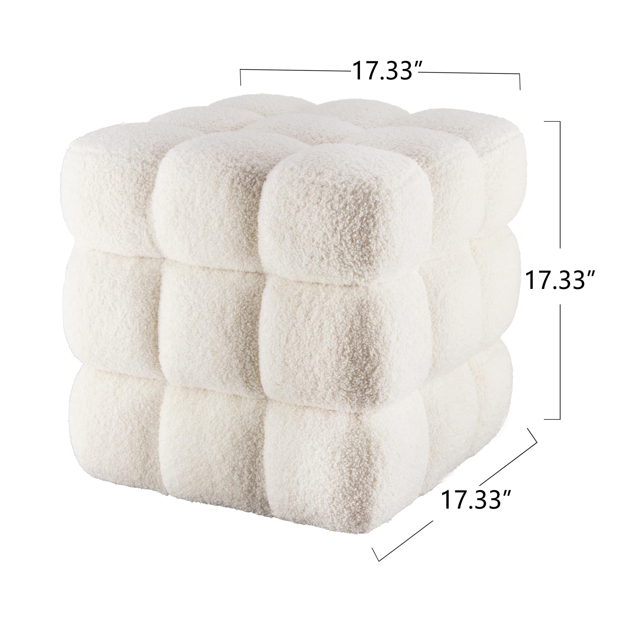 White Square Ottoman 17 Inch Cube Pouf Footstool