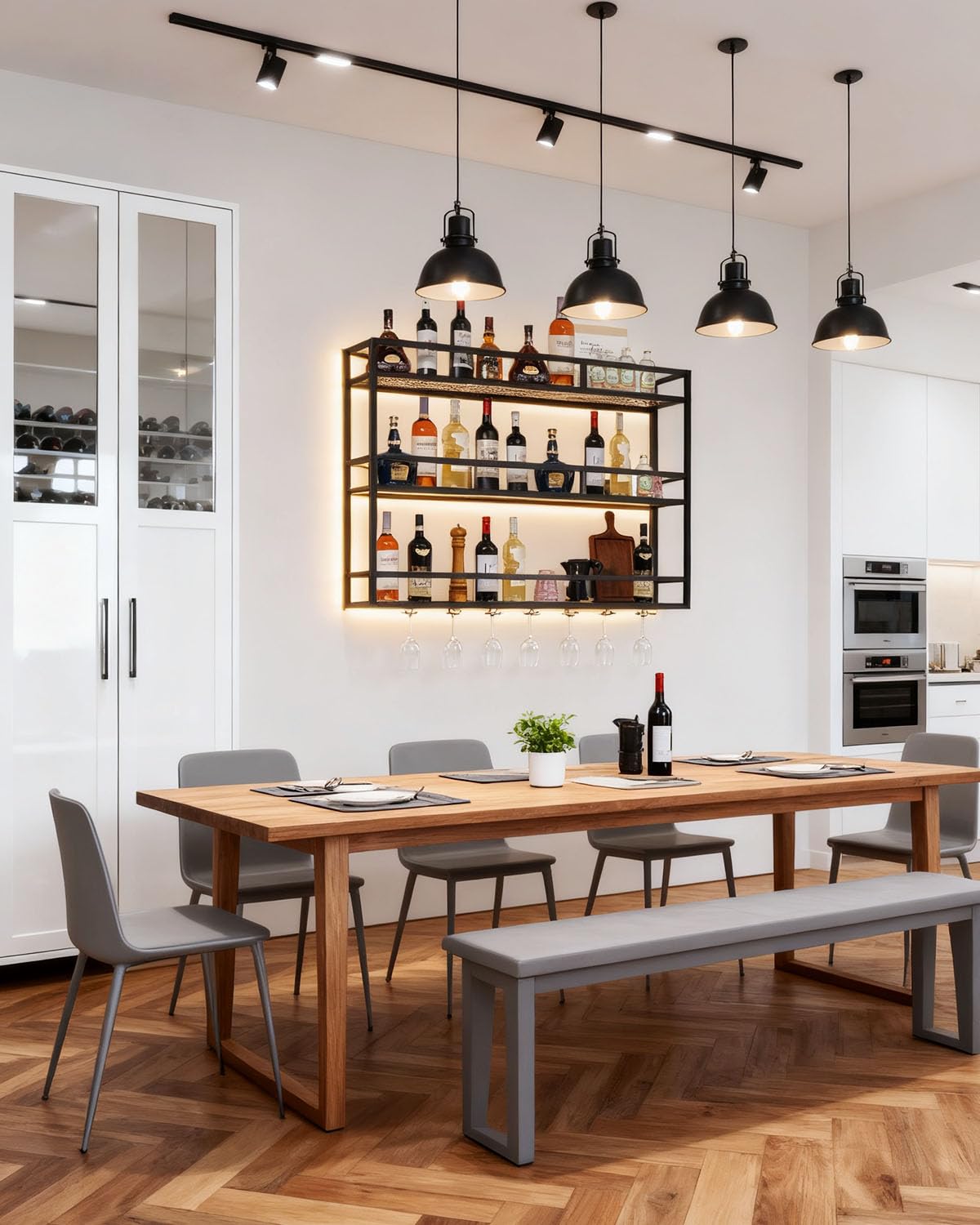 Wall Mounted Wine Rack with LED Light
