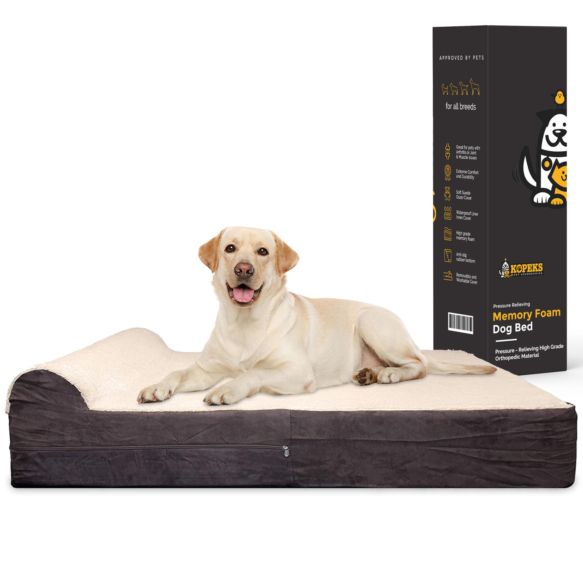 Extra Large Orthopedic Memory Foam Dog Bed with Pillow