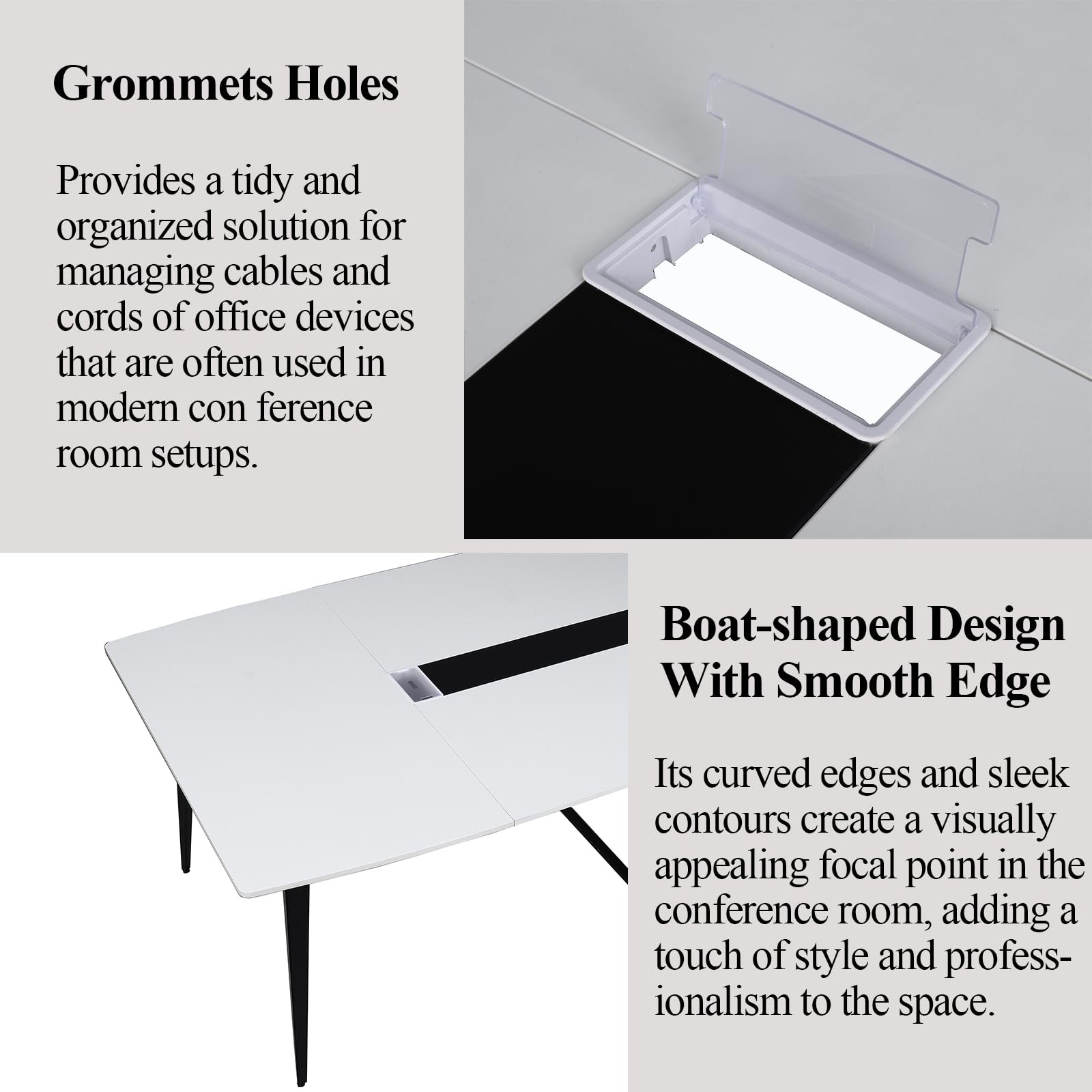8FT Conference Table with Grommet - Boat Shaped Meeting Desk