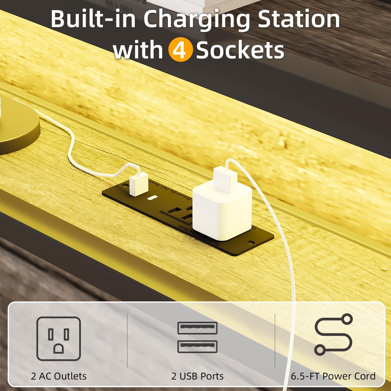 Twin Metal Bed Frame with LED Lights and Charging Station