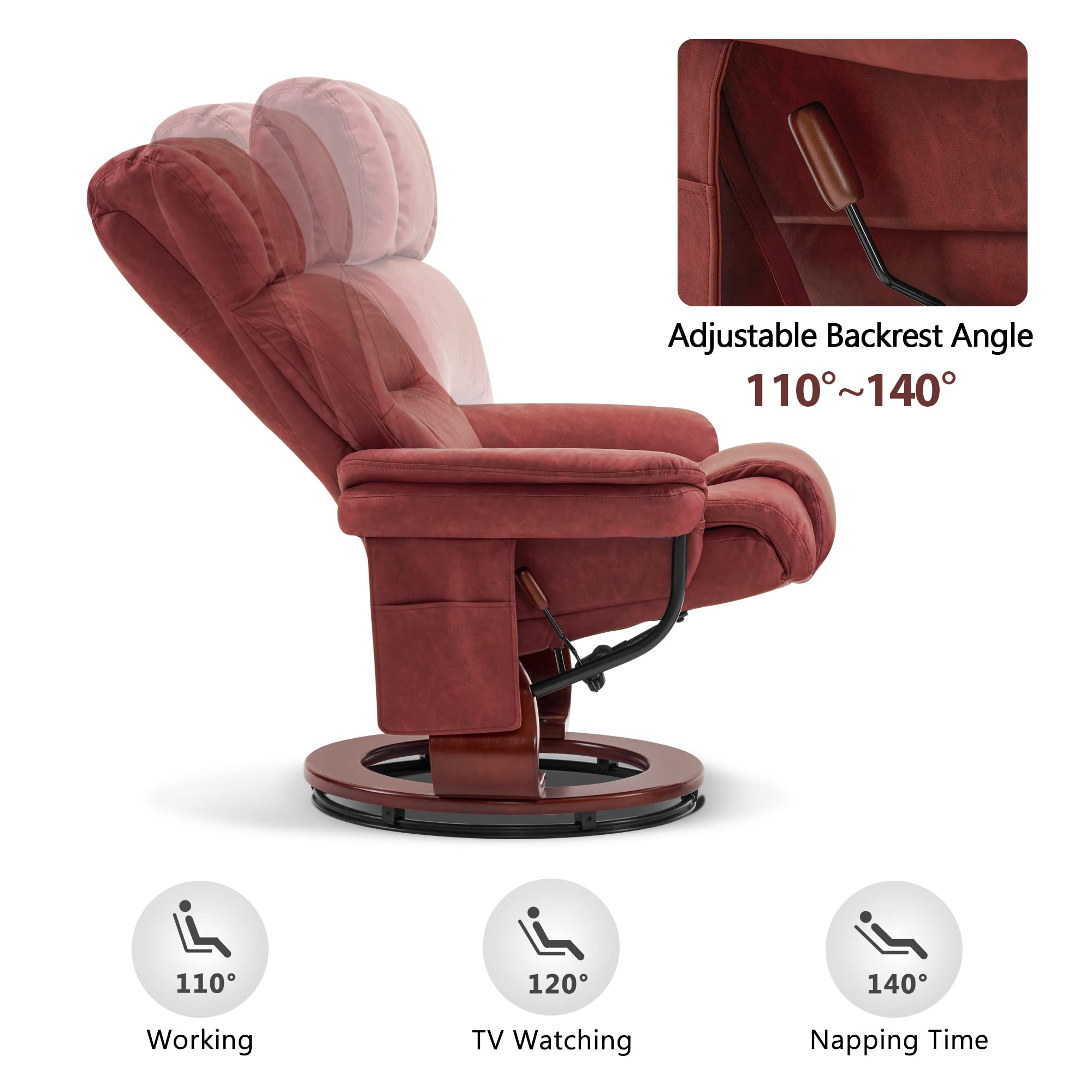 Swivel Recliner with Ottoman and Massage