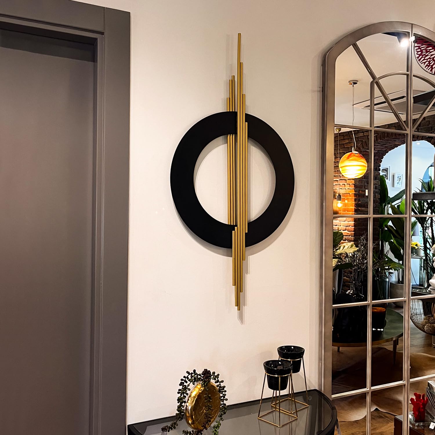 3D Black and Gold Metal Wall Art - 39 x 19 Inches